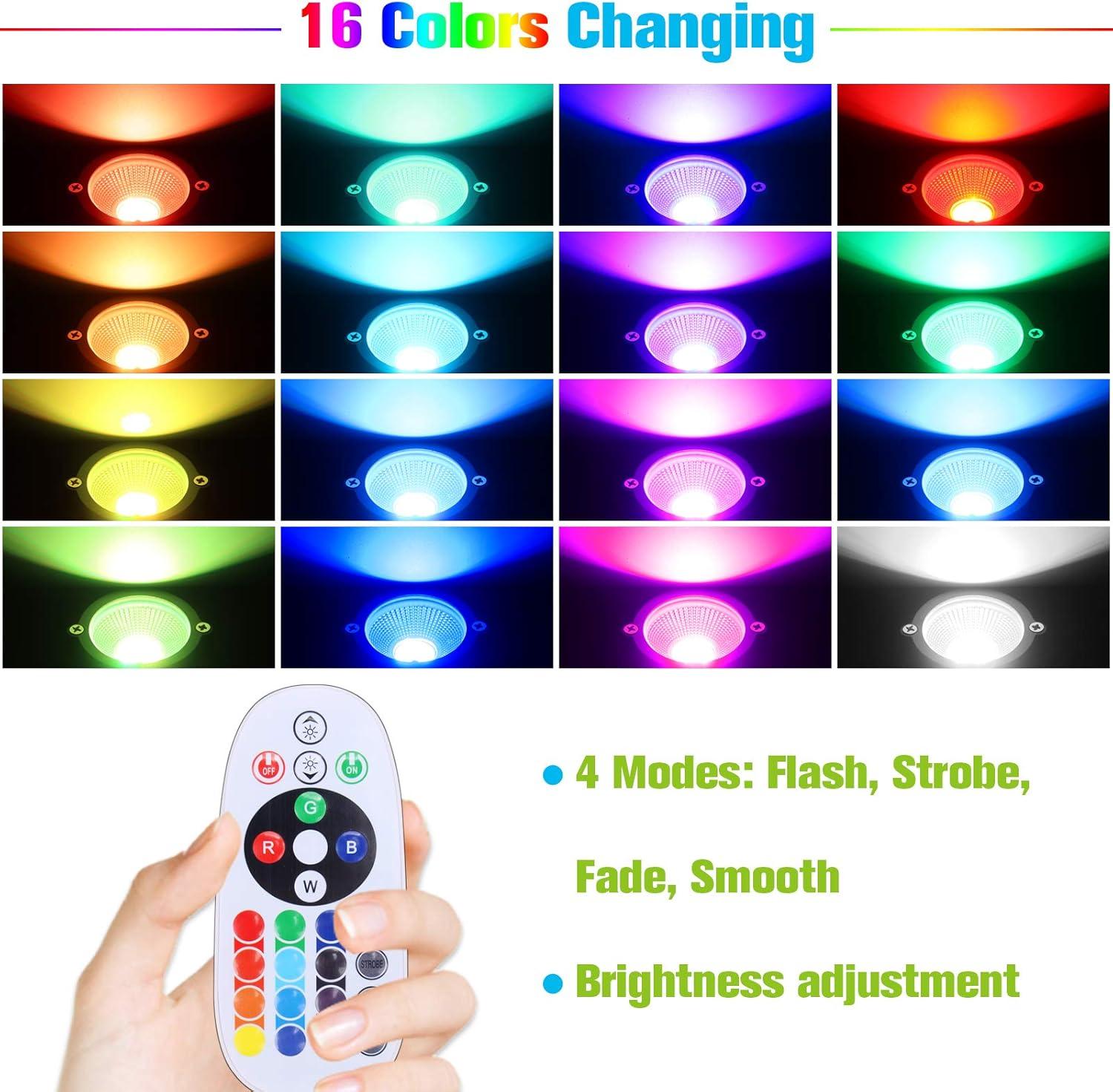 imageVOLISUN Halloween Landscape Color Changing Spotlights RGB with Transformer 7 Multicolored Hallween Outdoor Uplights Waterproof IP65 for Patio Gate Walkway Pool Garden Yard Driveway 4PackRGBAl
