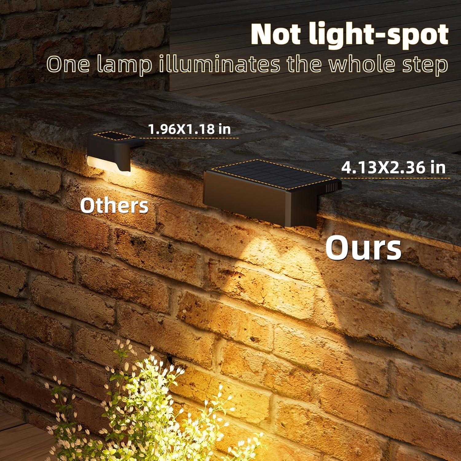imageVOLISUN Solar Deck Lights 12 Pack Warm White Cool White and RGB Color Glow LED Large Size Lamp IP65 Waterproof Solar Fence Lights Outdoor for Step Patio Fence Railing Wall Stairs12