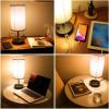 imageUSB Bedside Table LampVolisun Nightstand Lamp with 2 USB Charging Ports 1500WampampAC OutletRotary knob Dimmable Grey Fabric Shade Ambient Light Desk Lamp for BedroomKids RoomOfficeIncluded Bulb