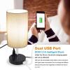 imageUSB Bedside Table LampVolisun Nightstand Lamp with 2 USB Charging Ports 1500WampampAC OutletRotary knob Dimmable Grey Fabric Shade Ambient Light Desk Lamp for BedroomKids RoomOfficeIncluded Bulb