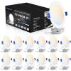 imageVOLISUN 12 Pack 4 inch Recessed Lighting 5CCT LED Recessed Light with Junction Box 2700K5000K Selectable 95W Eqv 80W 810LM Dimmable Canless Wafer Downlight LED Ceiling Light ETL CertificatedWhite