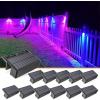 imageVOLISUN 12Pack 1800mAh Outdoor Solar Fence Lights  Waterproof LED Color Glow for Step Railing Wall Stairs7 colorsWarm White