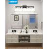 imageVOLISUN Brushed Nickel Bathroom Light Fixtures 4Light Bathroom Vanity Lights Over Mirror Modern Vanity Light for Bathrooms Bathrooms Lights Fixtures Over Mirror with Milky White Glass ShadesBlack