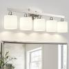 imageVOLISUN Brushed Nickel Bathroom Light Fixtures 4Light Bathroom Vanity Lights Over Mirror Modern Vanity Light for Bathrooms Bathrooms Lights Fixtures Over Mirror with Milky White Glass ShadesNickel