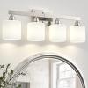 imageVOLISUN Brushed Nickel Bathroom Light Fixtures 4Light Bathroom Vanity Lights Over Mirror Modern Vanity Light for Bathrooms Bathrooms Lights Fixtures Over Mirror with Milky White Glass ShadesNickel