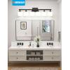 imageVOLISUN Brushed Nickel Bathroom Light Fixtures 4Light Bathroom Vanity Lights Over Mirror Modern Vanity Light for Bathrooms Bathrooms Lights Fixtures Over Mirror with Milky White Glass ShadesBlack