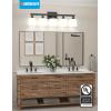 imageVOLISUN Brushed Nickel Bathroom Light Fixtures 4Light Bathroom Vanity Lights Over Mirror Modern Vanity Light for Bathrooms Bathrooms Lights Fixtures Over Mirror with Milky White Glass ShadesBlack