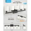 imageVOLISUN Brushed Nickel Bathroom Light Fixtures 4Light Bathroom Vanity Lights Over Mirror Modern Vanity Light for Bathrooms Bathrooms Lights Fixtures Over Mirror with Milky White Glass ShadesBlack