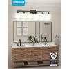 imageVOLISUN Brushed Nickel Bathroom Light Fixtures 4Light Bathroom Vanity Lights Over Mirror Modern Vanity Light for Bathrooms Bathrooms Lights Fixtures Over Mirror with Milky White Glass ShadesBlack