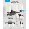 imageVOLISUN Brushed Nickel Bathroom Light Fixtures 4Light Bathroom Vanity Lights Over Mirror Modern Vanity Light for Bathrooms Bathrooms Lights Fixtures Over Mirror with Milky White Glass ShadesBlack