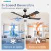 imageVOLISUN Ceiling Fan with Light 42 inch Flush Mount Ceiling Fan with Lights and Remote Dimmable LED Fan Light Low Profile Ceiling Fan White Modern Ceiling Fan for Bedroom IndoorOutdoorBlack