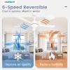 imageVOLISUN Ceiling Fan with Light 42 inch Flush Mount Ceiling Fan with Lights and Remote Dimmable LED Fan Light Low Profile Ceiling Fan White Modern Ceiling Fan for Bedroom IndoorOutdoorWhite