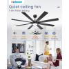 imageVOLISUN Ceiling Fan with Light 42 inch Flush Mount Ceiling Fan with Lights and Remote Dimmable LED Fan Light Low Profile Ceiling Fan White Modern Ceiling Fan for Bedroom IndoorOutdoorBlack