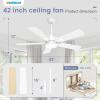 imageVOLISUN Ceiling Fan with Light 42 inch Flush Mount Ceiling Fan with Lights and Remote Dimmable LED Fan Light Low Profile Ceiling Fan White Modern Ceiling Fan for Bedroom IndoorOutdoorWhite