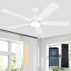 imageVOLISUN Ceiling Fan with Light 42 inch Flush Mount Ceiling Fan with Lights and Remote Dimmable LED Fan Light Low Profile Ceiling Fan White Modern Ceiling Fan for Bedroom IndoorOutdoorWhite