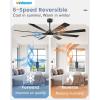 imageVOLISUN Ceiling Fan with Light 42 inch Flush Mount Ceiling Fan with Lights and Remote Dimmable LED Fan Light Low Profile Ceiling Fan White Modern Ceiling Fan for Bedroom IndoorOutdoorBlack