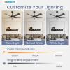 imageVOLISUN Ceiling Fan with Light 42 inch Flush Mount Ceiling Fan with Lights and Remote Dimmable LED Fan Light Low Profile Ceiling Fan White Modern Ceiling Fan for Bedroom IndoorOutdoorBlack
