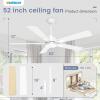 imageVOLISUN Ceiling Fan with Light 42 inch Flush Mount Ceiling Fan with Lights and Remote Dimmable LED Fan Light Low Profile Ceiling Fan White Modern Ceiling Fan for Bedroom IndoorOutdoorWhite