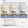 imageVOLISUN Ceiling Fan with Light 42 inch Flush Mount Ceiling Fan with Lights and Remote Dimmable LED Fan Light Low Profile Ceiling Fan White Modern Ceiling Fan for Bedroom IndoorOutdoorWhite