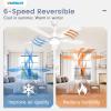imageVOLISUN Ceiling Fan with Light 42 inch Flush Mount Ceiling Fan with Lights and Remote Dimmable LED Fan Light Low Profile Ceiling Fan White Modern Ceiling Fan for Bedroom IndoorOutdoorWhite