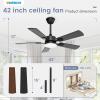 imageVOLISUN Ceiling Fan with Light 42 inch Flush Mount Ceiling Fan with Lights and Remote Dimmable LED Fan Light Low Profile Ceiling Fan White Modern Ceiling Fan for Bedroom IndoorOutdoorBlack