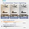 imageVOLISUN Ceiling Fan with Light 42 inch Flush Mount Ceiling Fan with Lights and Remote Dimmable LED Fan Light Low Profile Ceiling Fan White Modern Ceiling Fan for Bedroom IndoorOutdoorBlack