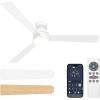 imageVOLISUN Ceiling Fan with Lights 52 inch Low Profile Ceiling Fan with Light and Remote Reversible 3CCT Dimmable Noiseless White Flush Mount Ceilings Fans for Bedroom IndoorOutdoorWhite