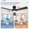 imageVOLISUN Ceiling Fan with Lights 52 inch Low Profile Ceiling Fan with Light and Remote Reversible 3CCT Dimmable Noiseless White Flush Mount Ceilings Fans for Bedroom IndoorOutdoorBlack