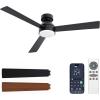 imageVOLISUN Ceiling Fan with Lights 52 inch Low Profile Ceiling Fan with Light and Remote Reversible 3CCT Dimmable Noiseless White Flush Mount Ceilings Fans for Bedroom IndoorOutdoorBlack