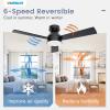 imageVOLISUN Ceiling Fan with Lights 52 inch Low Profile Ceiling Fan with Light and Remote Reversible 3CCT Dimmable Noiseless White Flush Mount Ceilings Fans for Bedroom IndoorOutdoorBlack