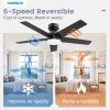 imageVOLISUN Ceiling Fan with Lights and Remote 42 inch Low Profile Ceiling Fan with Light Reversible 3CCT Dimmable Noiseless Black Flush Mount Ceilings Fans for Bedroom IndoorOutdoorBlack