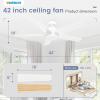 imageVOLISUN Ceiling Fan with Lights and Remote 42 inch Low Profile Ceiling Fan with Light Reversible 3CCT Dimmable Noiseless Black Flush Mount Ceilings Fans for Bedroom IndoorOutdoorWhite