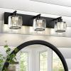 imageVOLISUN Crystal Vanity Lights  3 Light Modern Stainless Steel Bathroom Light Over Mirror Chrome Finish  UL Certificated Exclude BulbBlack