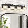 imageVOLISUN Crystal Vanity Lights  3 Light Modern Stainless Steel Bathroom Light Over Mirror Chrome Finish  UL Certificated Exclude BulbBlack