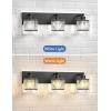 imageVOLISUN Crystal Vanity Lights  3 Light Modern Stainless Steel Bathroom Light Over Mirror Chrome Finish  UL Certificated Exclude BulbBlack