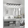 imageVOLISUN Crystal Vanity Lights  3 Light Modern Stainless Steel Bathroom Light Over Mirror Chrome Finish  UL Certificated Exclude BulbBlack