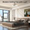 imageVOLISUN Low Profile Ceiling Fans with Light and Remote197in Modern Bladeless Ceiling Fan with Lights3000K6500K Dimmable Flush Mount LED Fan LightWhite Fandelier Ceiling Fans for BedroomBrown