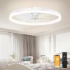 imageVOLISUN Low Profile Ceiling Fans with Light and Remote197in Modern Bladeless Ceiling Fan with Lights3000K6500K Dimmable Flush Mount LED Fan LightWhite Fandelier Ceiling Fans for BedroomWhite