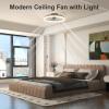 imageVOLISUN Low Profile Ceiling Fans with Light and Remote197in Modern Bladeless Ceiling Fan with Lights3000K6500K Dimmable Flush Mount LED Fan LightWhite Fandelier Ceiling Fans for BedroomBrown