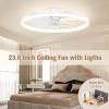 imageVOLISUN Low Profile Ceiling Fans with Light and Remote197in Modern Bladeless Ceiling Fan with Lights3000K6500K Dimmable Flush Mount LED Fan LightWhite Fandelier Ceiling Fans for BedroomWhite