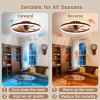 imageVOLISUN Low Profile Ceiling Fans with Light and Remote197in Modern Bladeless Ceiling Fan with Lights3000K6500K Dimmable Flush Mount LED Fan LightWhite Fandelier Ceiling Fans for BedroomWalnut