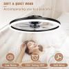 imageVOLISUN Low Profile Ceiling Fans with Light and Remote197in Modern Bladeless Ceiling Fan with Lights3000K6500K Dimmable Flush Mount LED Fan LightWhite Fandelier Ceiling Fans for BedroomBlack