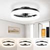 imageVOLISUN Low Profile Ceiling Fans with Lights and Remote 197in Fandelier Ceiling Fan Flush Mount 3000K6500K Smart Bladeless LED Fan Light White Modern Ceiling Fans with Lights for BedroomBlack