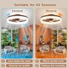 imageVOLISUN Low Profile Ceiling Fans with Lights and Remote 197in Fandelier Ceiling Fan Flush Mount 3000K6500K Smart Bladeless LED Fan Light White Modern Ceiling Fans with Lights for BedroomWalnut
