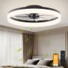 imageVOLISUN Low Profile Ceiling Fans with Lights and Remote 197in Fandelier Ceiling Fan Flush Mount 3000K6500K Smart Bladeless LED Fan Light White Modern Ceiling Fans with Lights for BedroomBlack