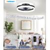 imageVOLISUN Low Profile Ceiling Fans with Lights and Remote 197in Fandelier Ceiling Fan Flush Mount 3000K6500K Smart Bladeless LED Fan Light White Modern Ceiling Fans with Lights for BedroomBlack
