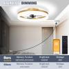 imageVOLISUN Low Profile Ceiling Fans with Lights and Remote 197in Fandelier Ceiling Fan Flush Mount 3000K6500K Smart Bladeless LED Fan Light White Modern Ceiling Fans with Lights for BedroomGold