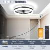 imageVOLISUN Low Profile Ceiling Fans with Lights and Remote 197in Fandelier Ceiling Fan Flush Mount 3000K6500K Smart Bladeless LED Fan Light White Modern Ceiling Fans with Lights for BedroomBlack