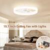 imageVOLISUN Low Profile Ceiling Fans with Lights and Remote 197in Fandelier Ceiling Fan Flush Mount 3000K6500K Smart Bladeless LED Fan Light White Modern Ceiling Fans with Lights for BedroomWhite