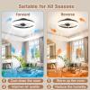 imageVOLISUN Low Profile Ceiling Fans with Lights and Remote 197in Fandelier Ceiling Fan Flush Mount 3000K6500K Smart Bladeless LED Fan Light White Modern Ceiling Fans with Lights for BedroomBlack